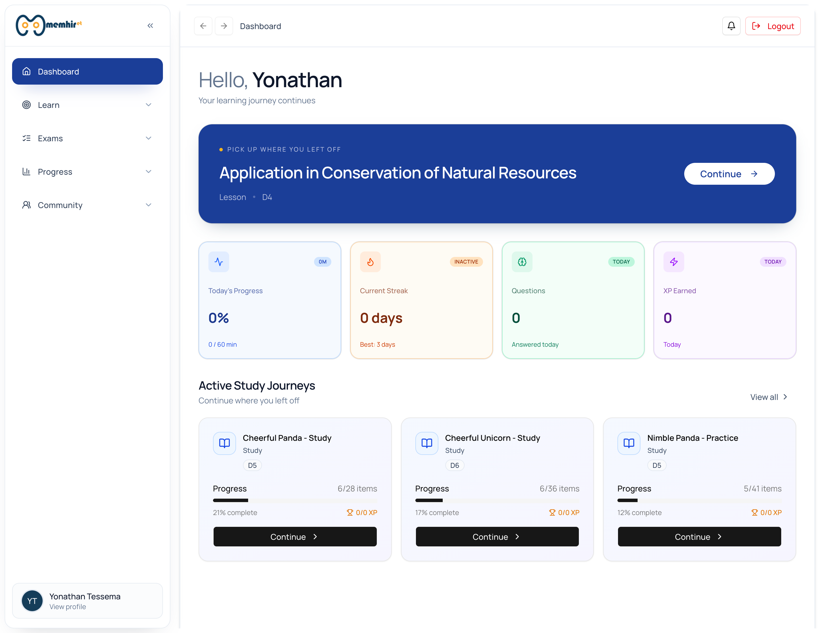 METT student dashboard
